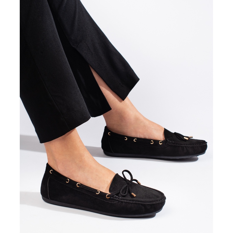 Schwarze Wildleder-Loafer für Damen 2