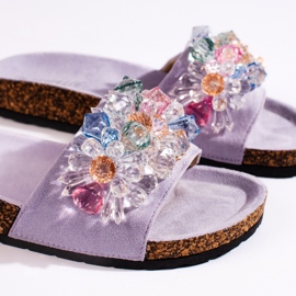 Lila Wildleder-Flip-Flops für Damen 2