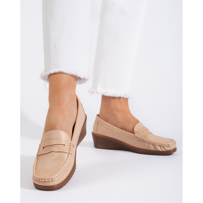 Beige Mokassins für Damen 2
