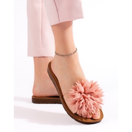 Rosa Damen-Flip-Flops mit einer Blume 2