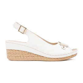 Weiße Espadrille-Sandalen mit niedrigem Keilabsatz 2
