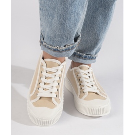 Beigefarbene Plateau-Sneaker für Damen 3