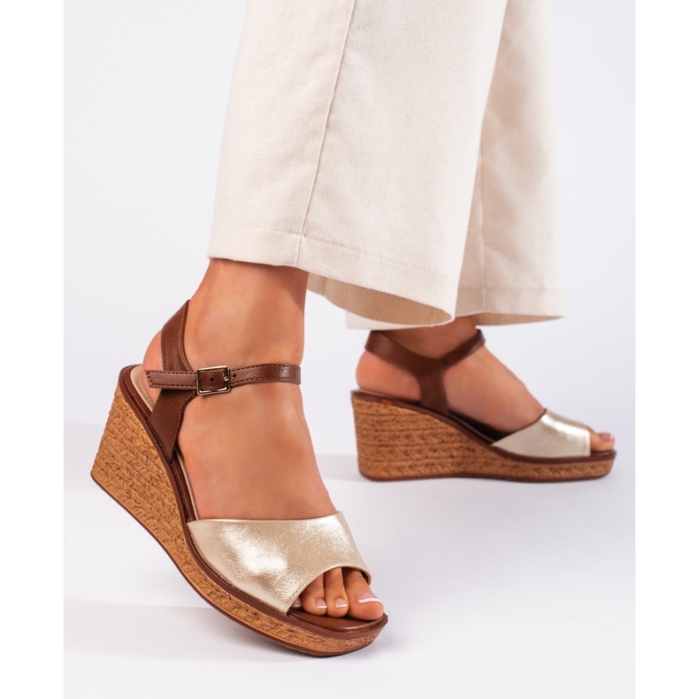 Goldene Damen-Keilsandalen von Sergio Leone 2