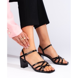 Schwarze, elegante Sandalen mit niedrigem Absatz von Sergio Leone 2