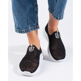 Durchbrochene schwarze Sportschuhe zum Hineinschlüpfen 2