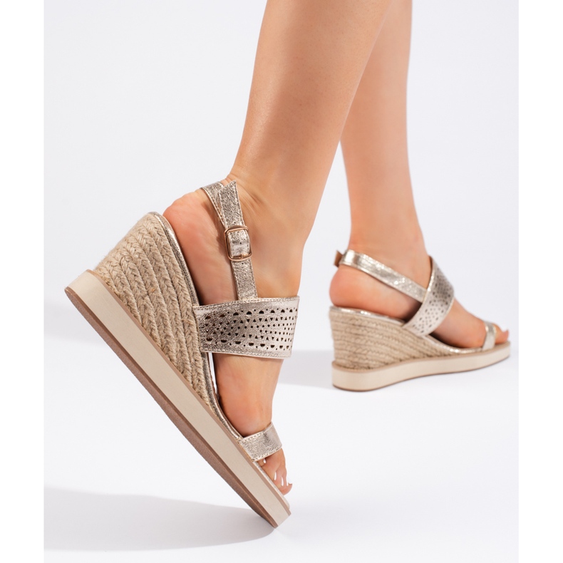 Goldene Damen-Keilsandalen 2