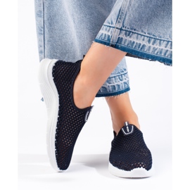 Durchbrochene Slip-on-Sportschuhe in Marineblau 2