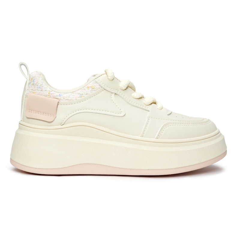 Cremefarbene Damen-Sneaker mit dicker Sohle beige 1