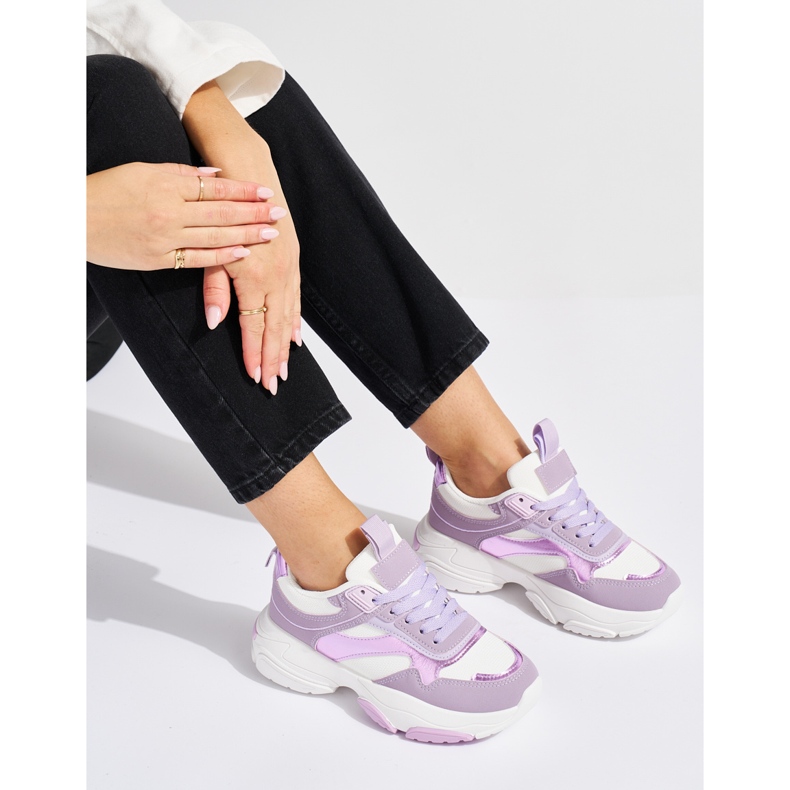 Lilafarbene Damen-Sportschuhe mit dicker Sohle violett 1
