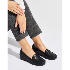 Schwarze Damen-Loafer mit Schnalle 1