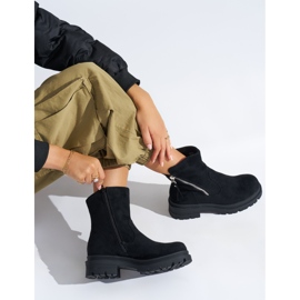 Schwarze Damenstiefelette mit dekorativem Reißverschluss 2