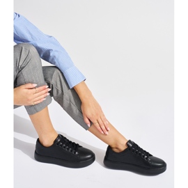 Sergio Leone Schwarz Leder gebundene Sport -Sneaker Frauen SP014 1