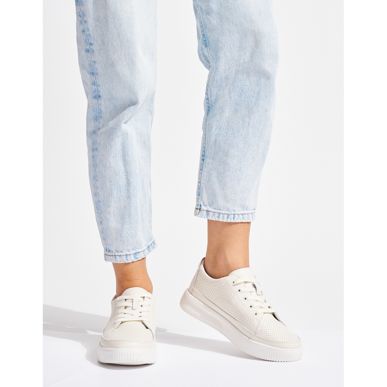 Durchbrochene weiße Ledersneaker von Sergio Leone 1