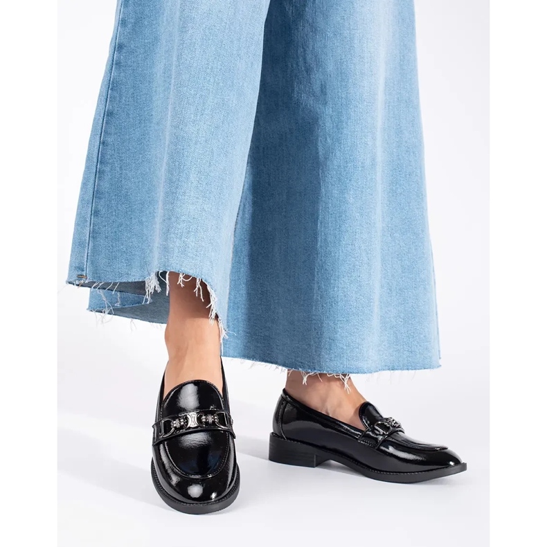 Goodin Lackierte schwarze Damen-Loafer 2