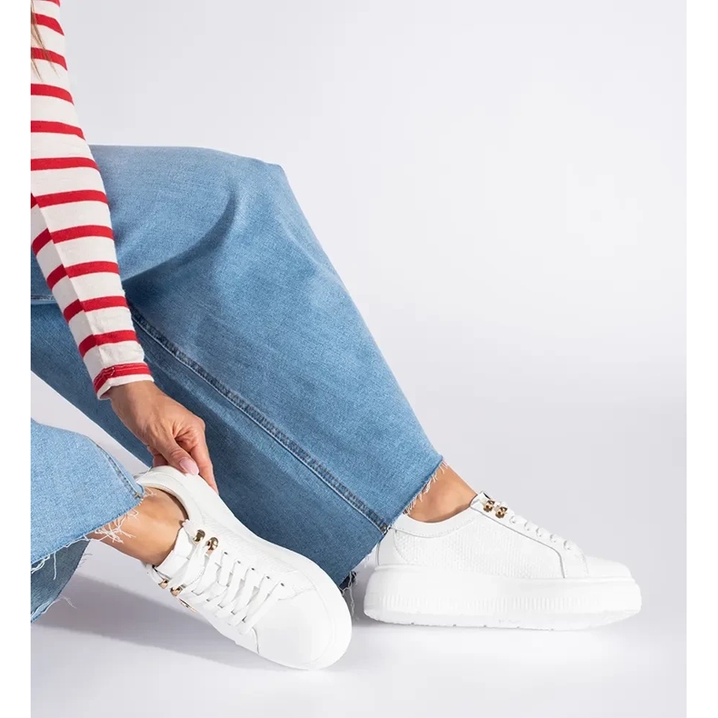 Weiße Plateau-Sneaker aus Leder 1