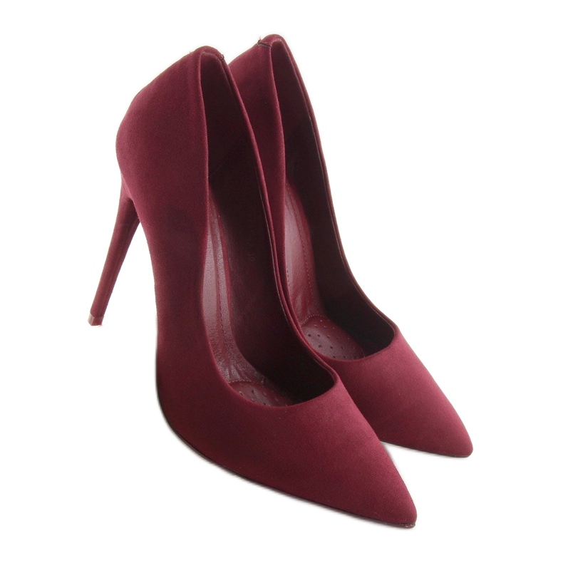 Pumps mit Pfennigabsatz Wildleder Burgund 5101 W. Rot mehrfarbig 2