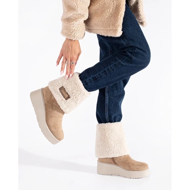 Seastar Dunkelbeige isolierte Keilstiefel für Damen 1