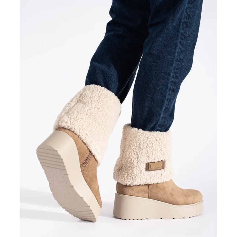 Seastar Dunkelbeige isolierte Keilstiefel für Damen 2