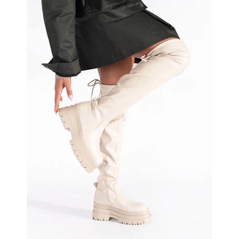 Cremefarbene Plattform-Musketiere beige 2