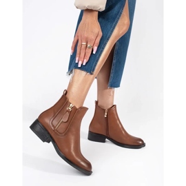 Braune Damen-Chelsea-Stiefel mit dekorativem Reißverschluss 1