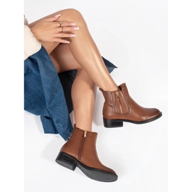 Braune Damen-Chelsea-Stiefel mit dekorativem Reißverschluss 3