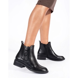 Schwarze Damen-Chelsea-Stiefel mit dekorativem Reißverschluss 2