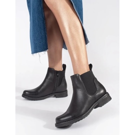 Schwarze, flache Chelsea-Stiefel für Damen 2