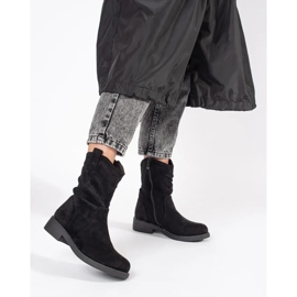 Schwarze Cowboystiefel für Damen aus Wildleder 1