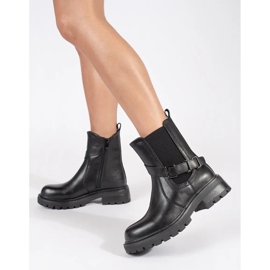 Sergio Leone Damen-Chelsea-Stiefel aus schwarzem Leder auf der Sergio-Leone-Plattform 1