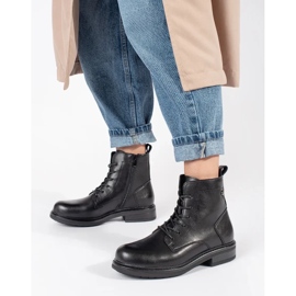 Schwarze Damen-Schnürstiefeletten aus Leder von Sergio Leone 2