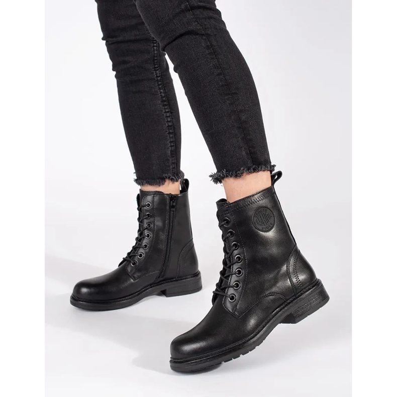 Schwarze Damen-Baggies aus Naturleder von Sergio Leone 2