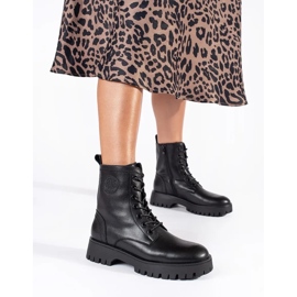 Schwarze Damen-Schnürstiefeletten auf der Sergio Leone-Plattform 1