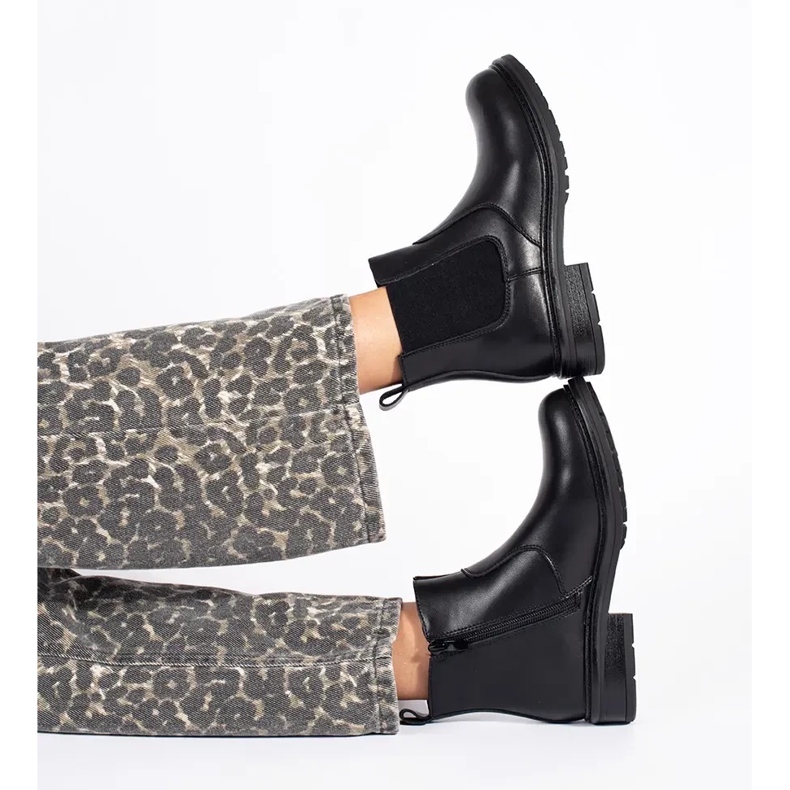 Schwarze Damen-Chelsea-Stiefel aus Naturleder von Sergio Leone 2