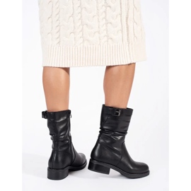 Sergio Leone Schwarze, lederisolierte Damenstiefeletten 2