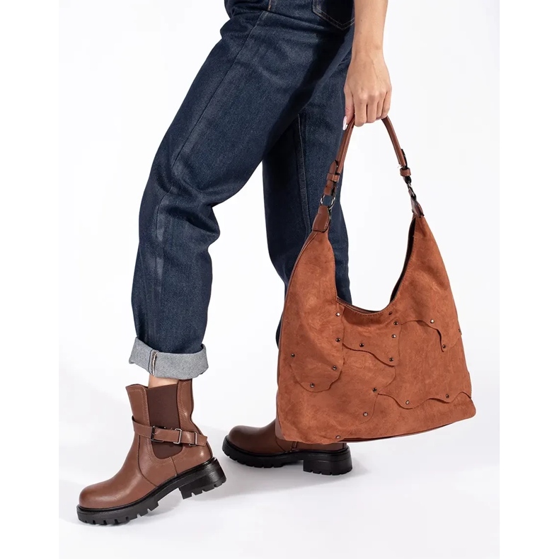 Sergio Leone Braune Damen-Chelsea-Stiefel aus Leder mit Sergio-Leone-Plateau 2