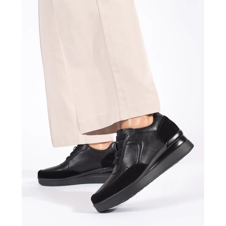 Damen-Keilschuhe aus schwarzem Leder von Sergio Leone 2