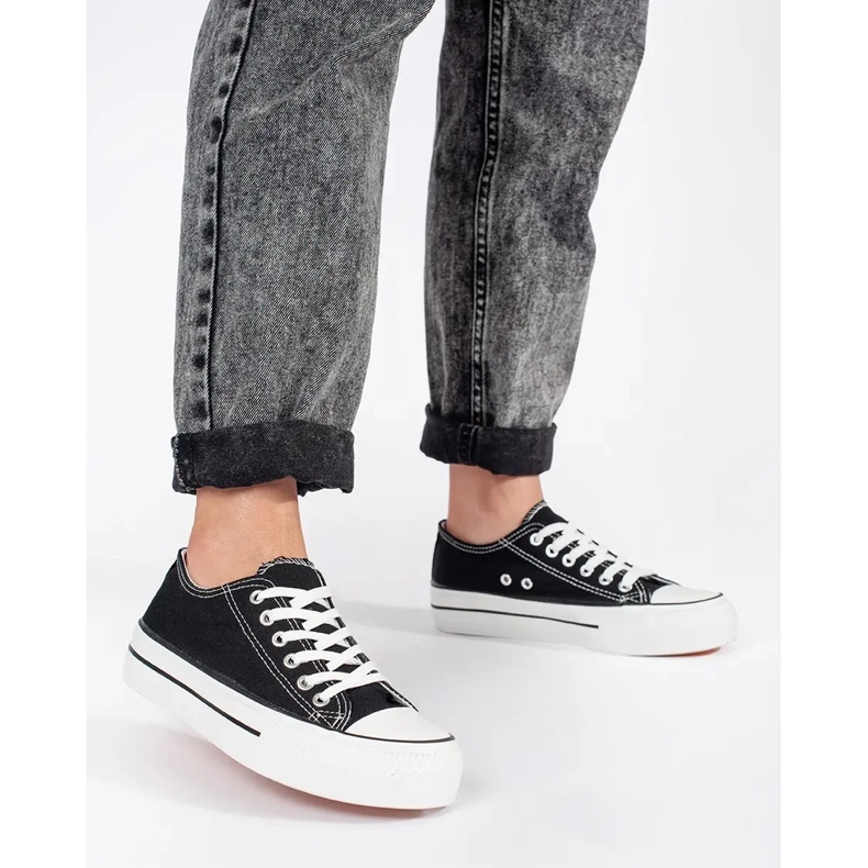 Seastar Schwarze klassische Damen-Schnürsneaker mit Plateau 1