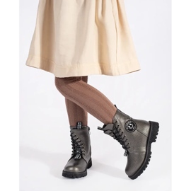 Isolierte Winter-Schnürstiefeletten für Mädchen, grau 1