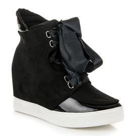 Forever Folie Turnschuhe mit einem Band schwarz 1