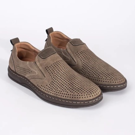 Beige durchbrochene Herrenmokassins 2