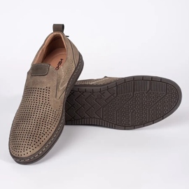 Beige durchbrochene Herrenmokassins 3