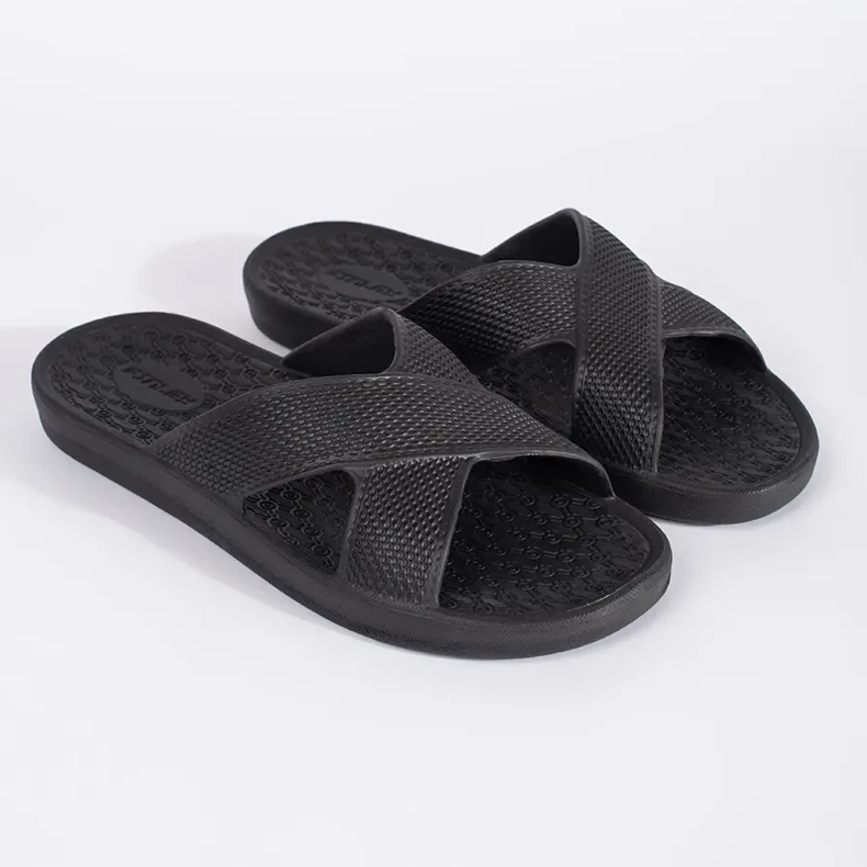 Shelvt Schwarze Bade-Flip-Flops für Herren 2
