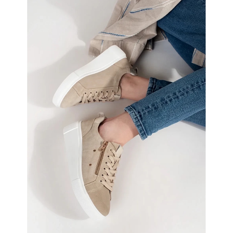 Goodin Beige Turnschuhe mit dicker Sohle 1