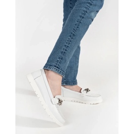 Goodin Leder weiße Slipper mit einer Kette auf der Plattform 2