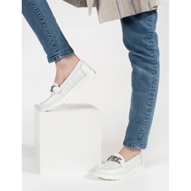 Goodin Leder weiße Slipper mit einer Kette auf der Plattform 4