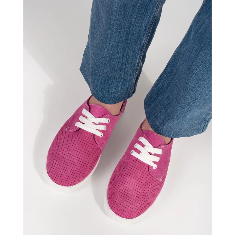 Goodin Pink Openwork -Turnschuhe aus natürliches Leder rosa 1