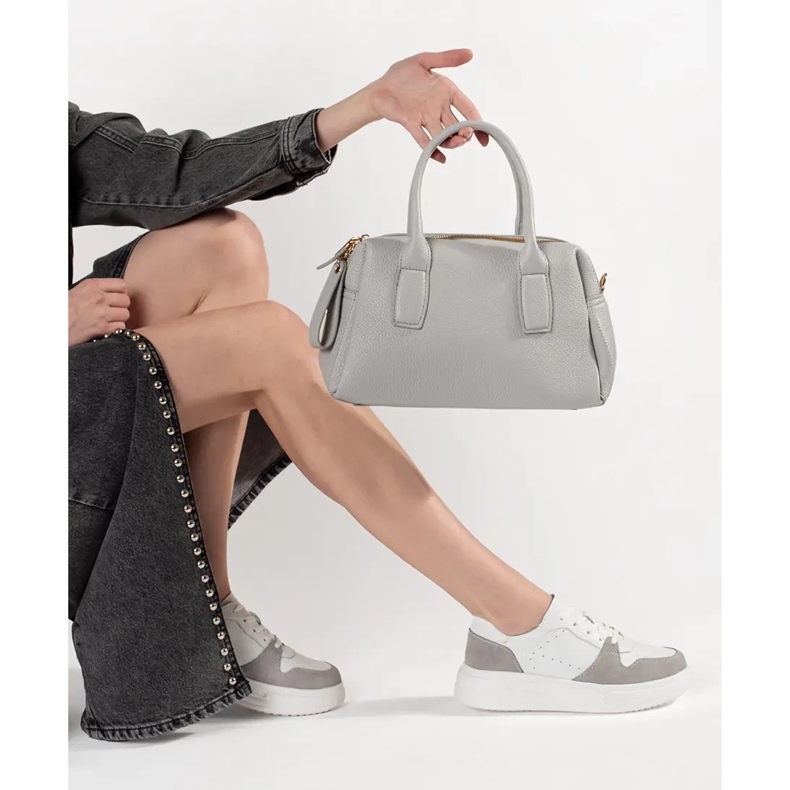 Goodin Weiße Lederturnschuhe auf der Plattform 1