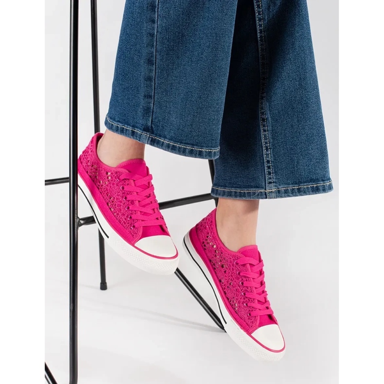 Rosa offene Turnschuhe gebundene Turnschuhe 1