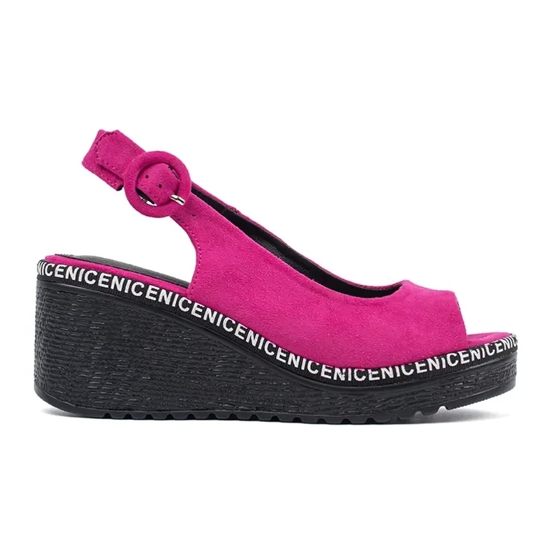 Goodin Frauensandalen auf den Keilen Fuchsia rosa 2