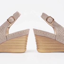 Goodin Beige offene Sandalen auf Keil 2